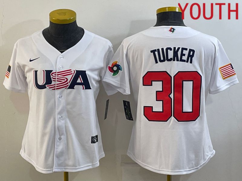Youth 2023 World Cub USA #30 Tucker White MLB Jersey7